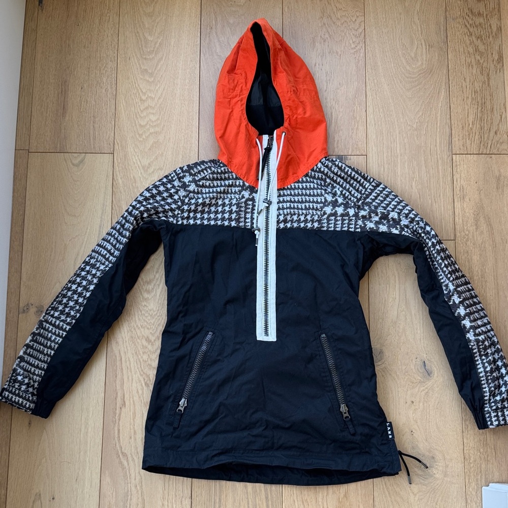 Burton Black Jacket with Orange Hood and Houndstooth Yoke (LAMB Anorak)